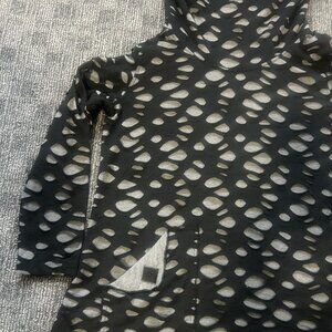 Ali Miles deconstructed cowl neck tunic black/grey L goth gothic Emo distressed